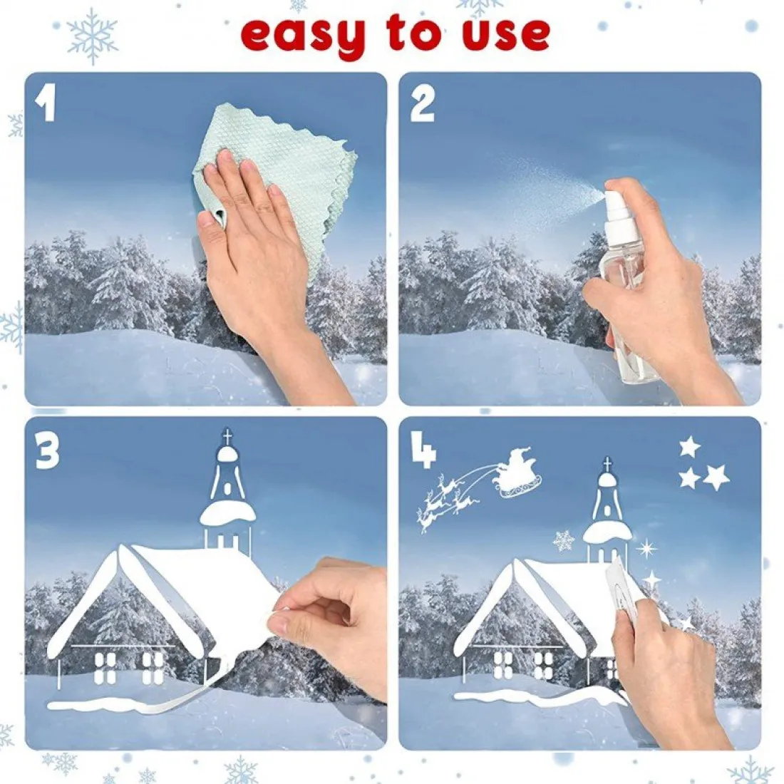 Vánoční nálepky na okno - Sáně se soby