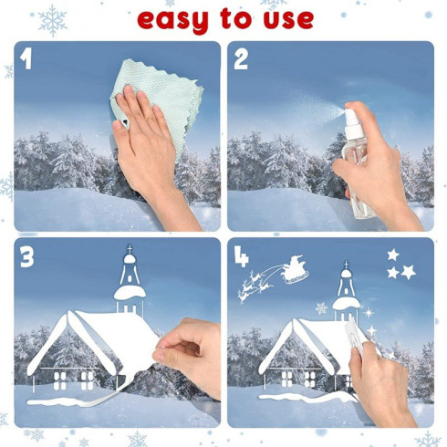 Vánoční nálepky na okno - Sáně se soby