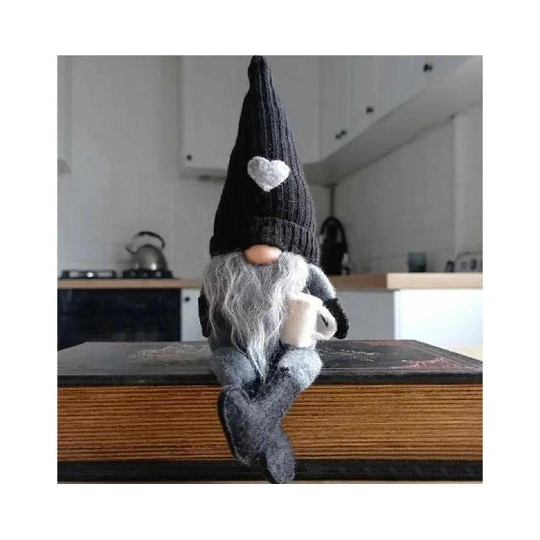 Vánoční skřítek 38 cm - černošedý