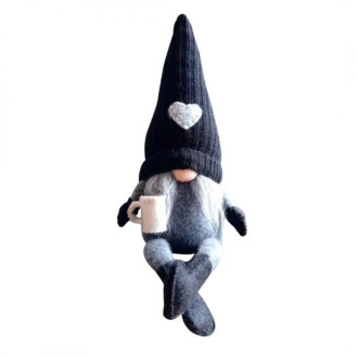 Vianočný škriatok 38 cm - čierno šedý