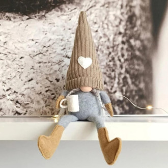 Vianočný škriatok 38 cm - hnedo šedý