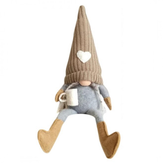 Vianočný škriatok 38 cm - hnedo šedý