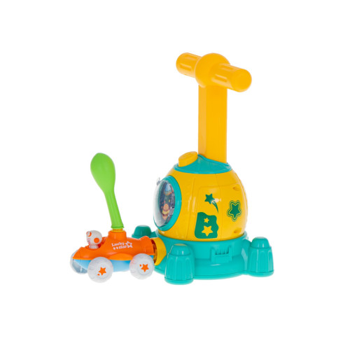 Zábavná detská hra s nafukovacími balónikmi - aerodynamická autoraketa - vesmír