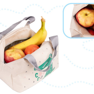 Detská termotaška na desiatový box krokodýl - svetlo sivá