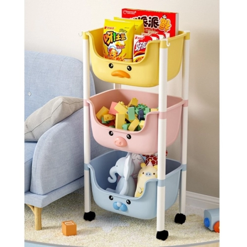 Detský plastový regál na kolieskach - farebný