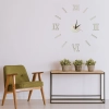 Dizajnové 3D nalepovacie hodiny 130 cm - rímske číslice, strieborné
