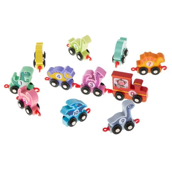 Drevený montessori vláčik - Dinosaury