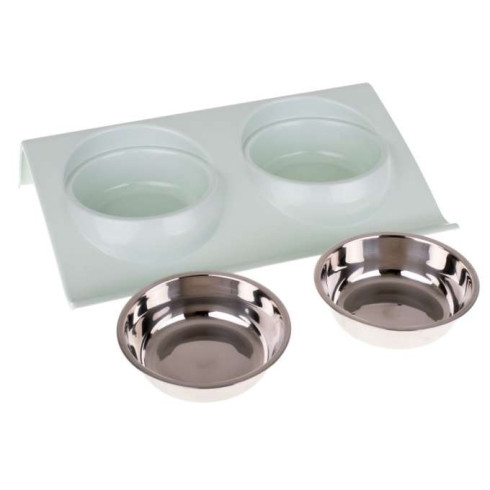 Dvojitá miska pre psa nerez - modrá