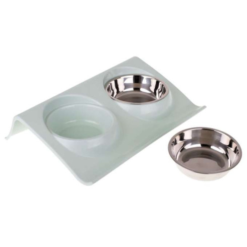 Dvojitá miska pre psa nerez - modrá