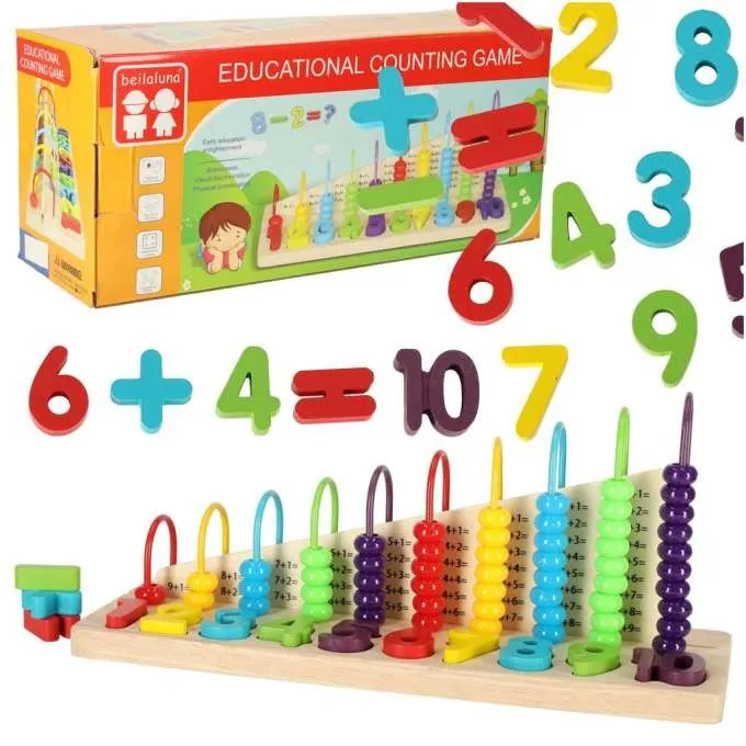 Guličkové počítadlo s číslicami - drevený triedič abakus