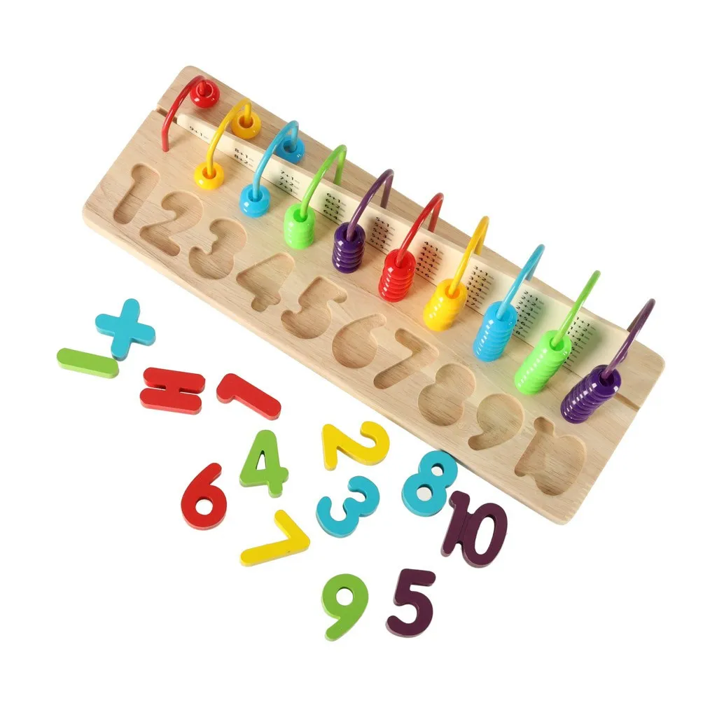 Guličkové počítadlo s číslicami - drevený triedič abakus