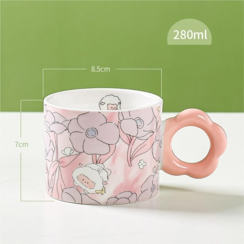 Keramický hrnček s lyžičkou v darčekovej krabici, 280 ml - ružový