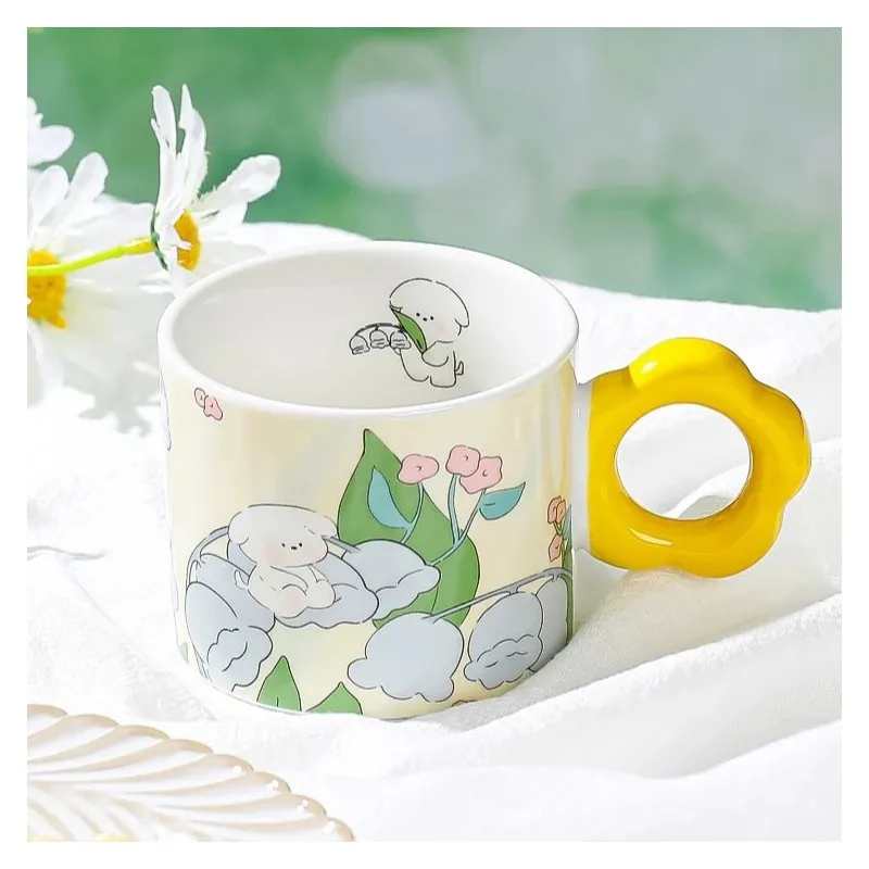 Keramický hrnček s lyžičkou v darčekovej krabici, 280 ml - žltý