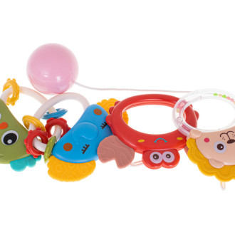 Kolotoč nad detskú postieľku s hviezdičkami s diaľkovým ovládaním - červený