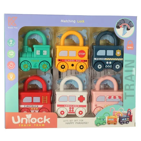 Montessori hračka autíčka - bloky zámkov, senzorická hračka