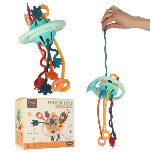 Montessori zábavná hračka pre batoľatá - hryzátko, šnúrky, gombíky