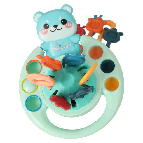 Montessori zábavná hračka pre batoľatá - hryzátko, šnúrky, gombíky