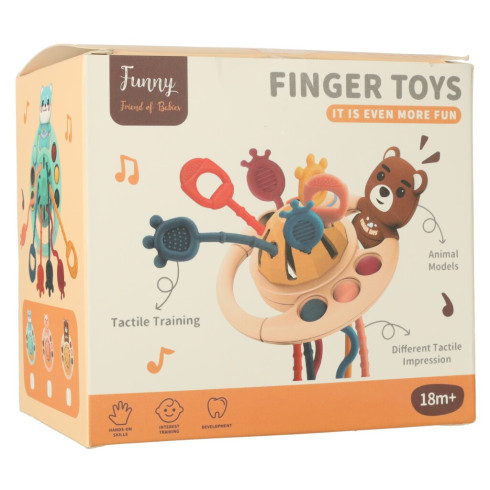 Montessori zábavná hračka pre batoľatá - hryzátko, šnúrky, gombíky