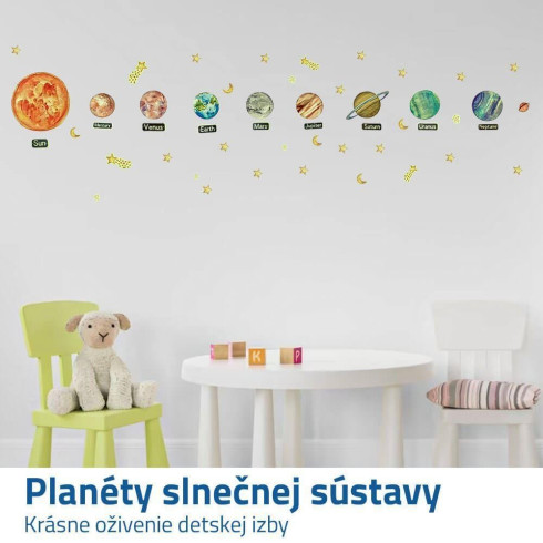 Samolepky na stenu - svietiace planéty