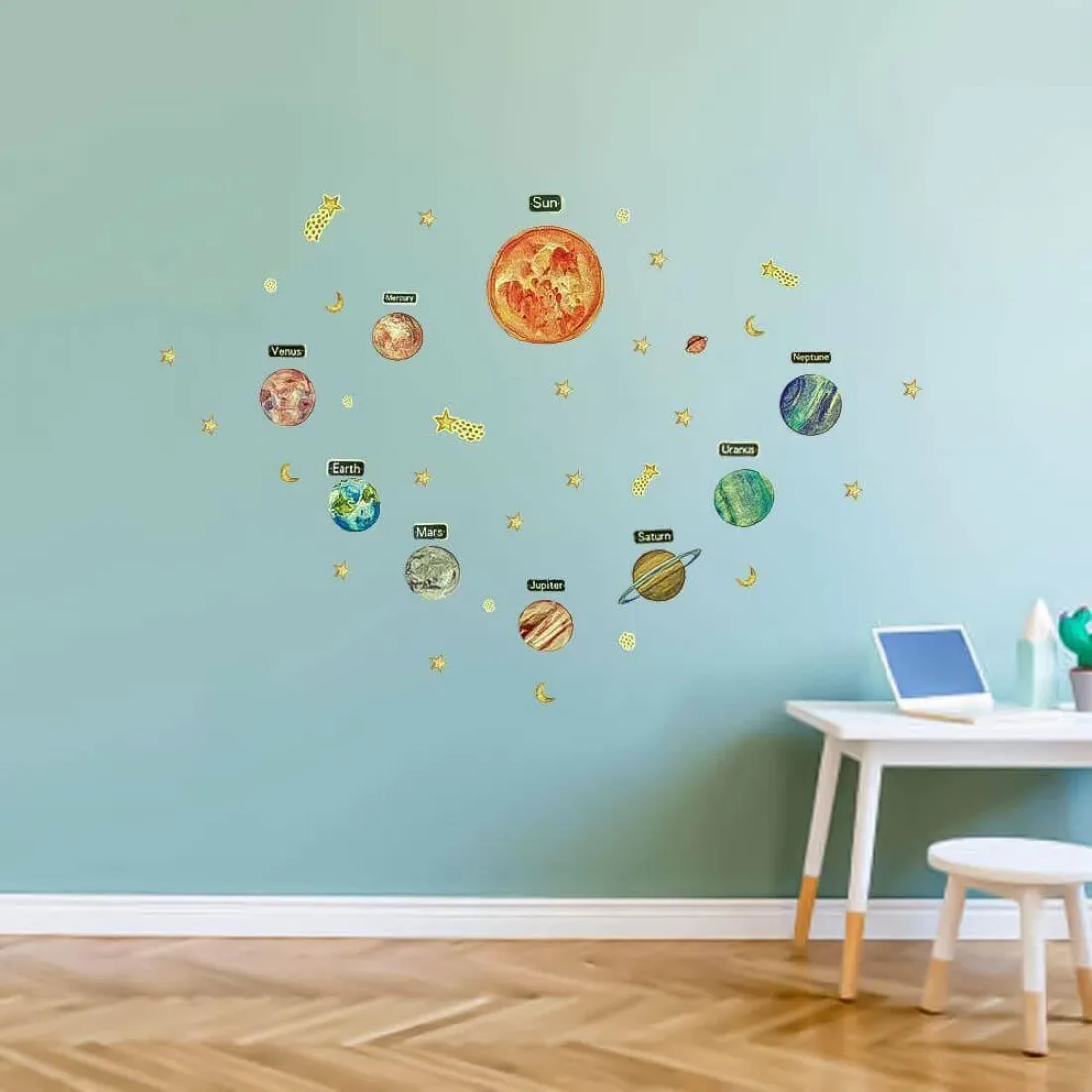 Samolepky na zeď - svítící planety