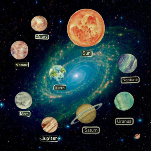 Samolepky na stenu - svietiace planéty