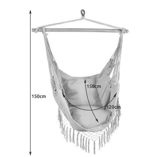 Záhradná hojdacia sieť - brazílske kreslo, 120 kg - šedá