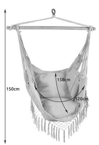 Záhradná hojdacia sieť - brazílske kreslo, 120 kg - šedá