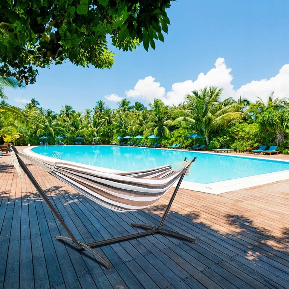 Zahradní houpací síť - barevná 200 kg 320 x 150 cm