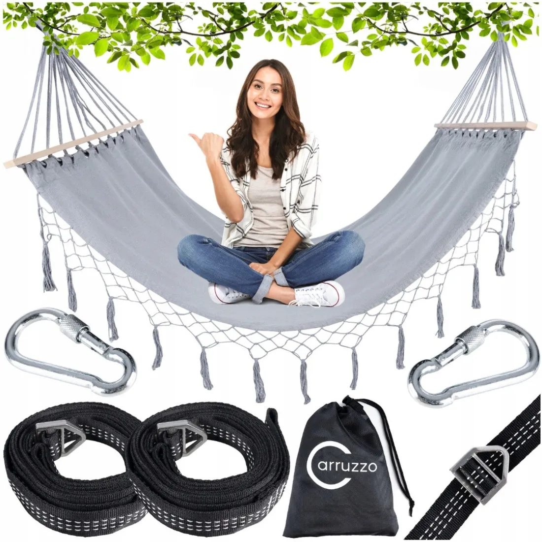 Záhradná hojdacia sieť Ibiza 160 kg, 200 x 100 cm + montážna sada zdarma 