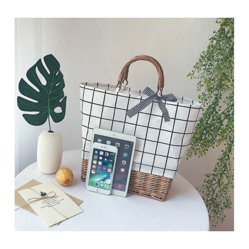 Proutěná kabelka Camel, krémová