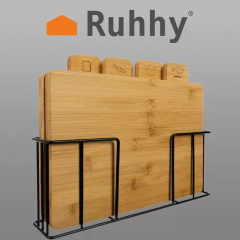 Sada bambusových desek na krájanie so stojanom 4 ks