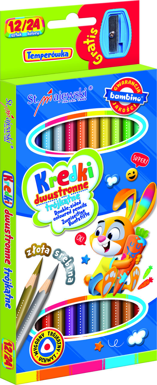 Obojstranné školské pastelky 12/24 farieb