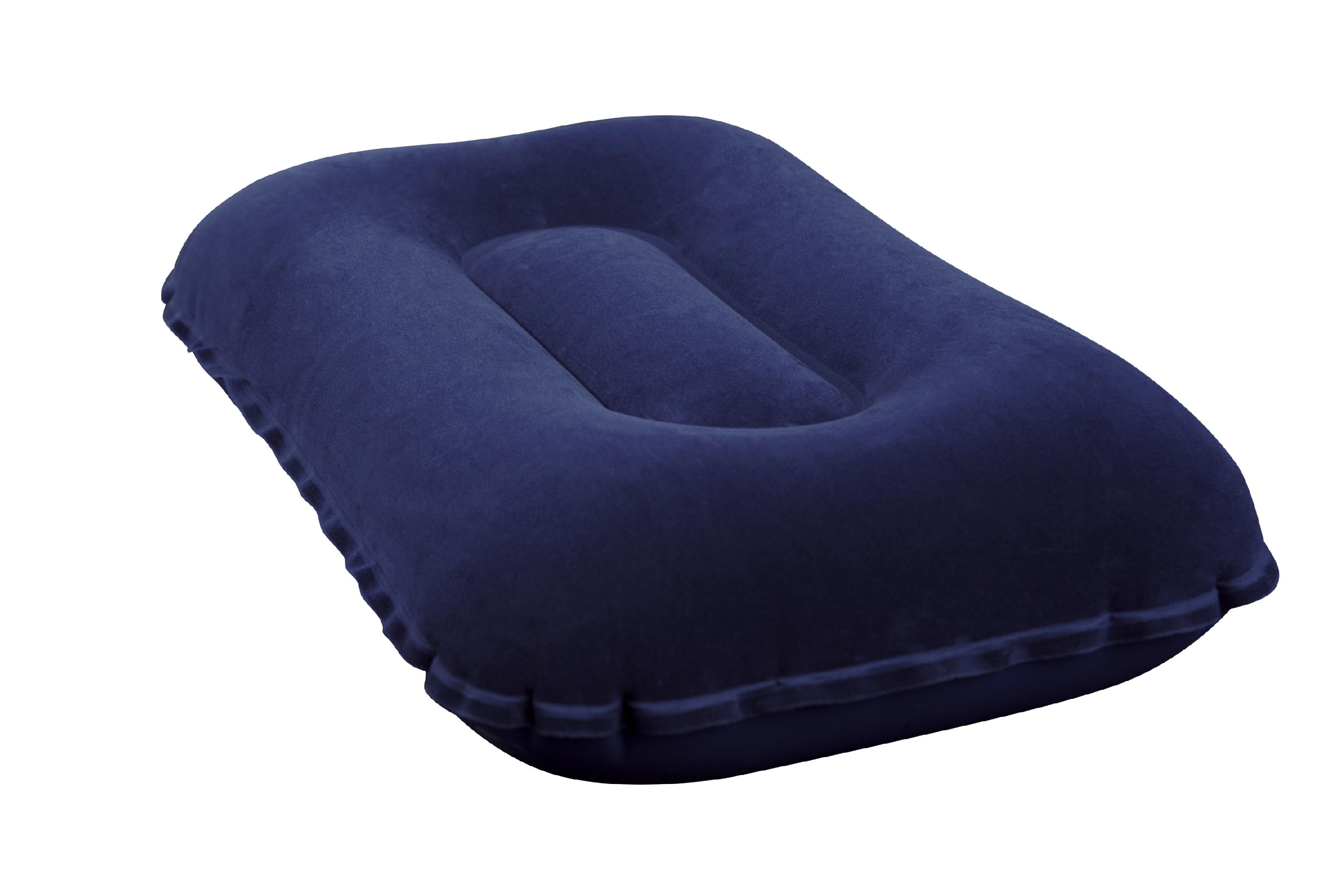 Cestovný nafukovací vankúš 42x26 cm - velúrový, modrý