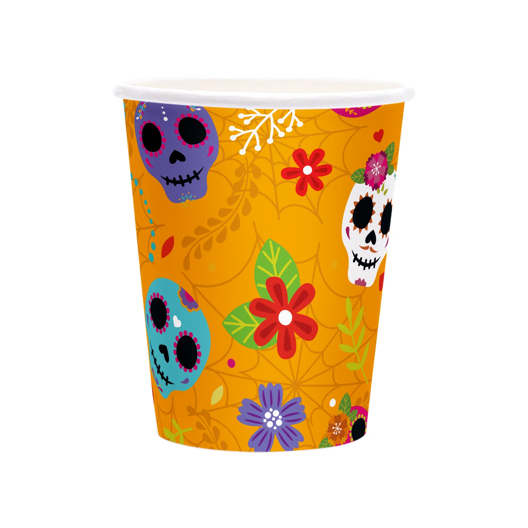 Papierové poháriky na Halloween Mexické motívy 220 ml 6 ks