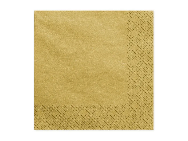Papierové servítky zlaté, 33 x 33 cm, 20 ks
