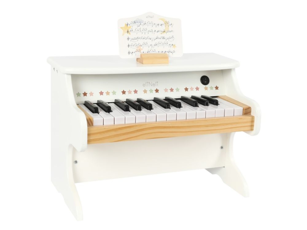 Drevené detské elektrické piano - biele