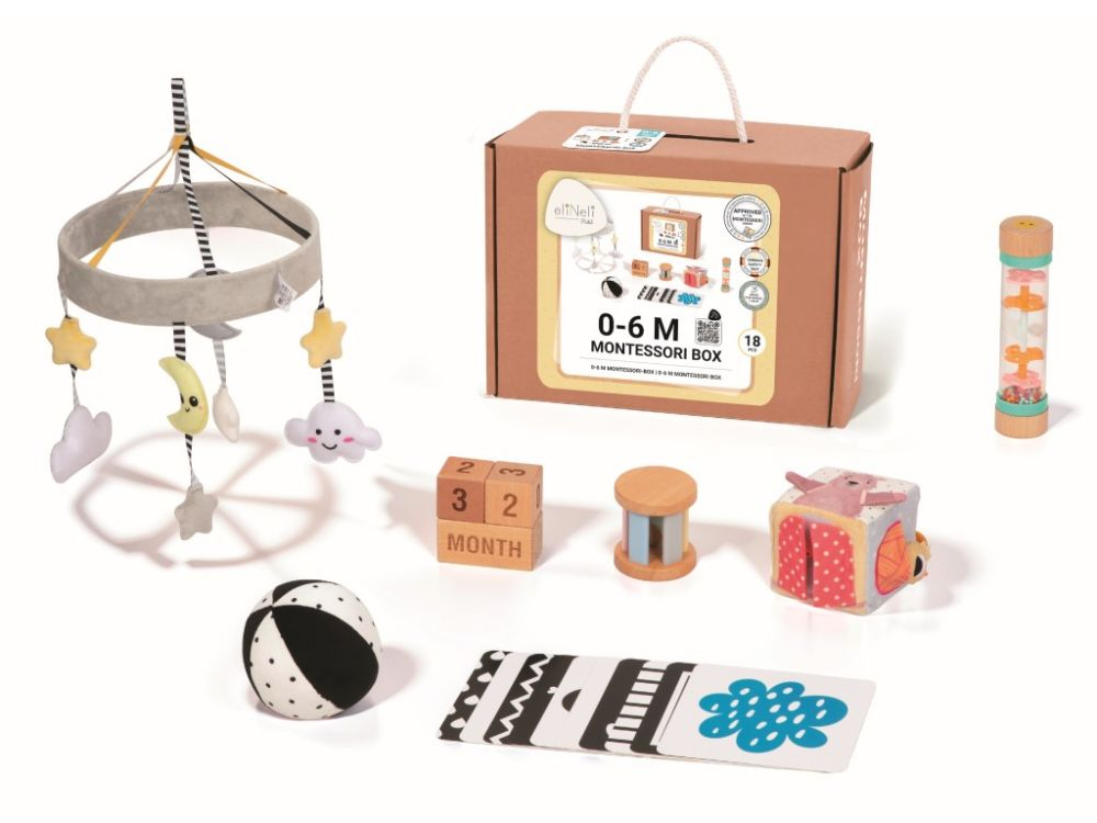 Edukačný Montessori box pre bábätká 0–6 mesiacov