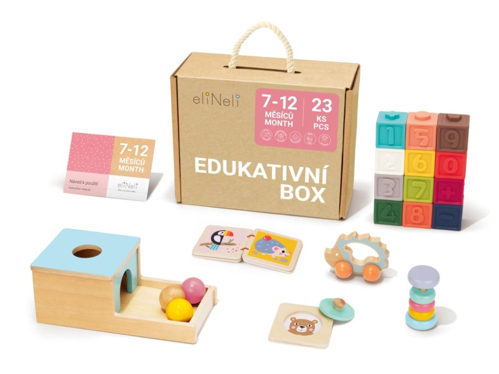 Sada náučných hračiek pre bábätká 7–⁠12 mesiacov - edukatívny box