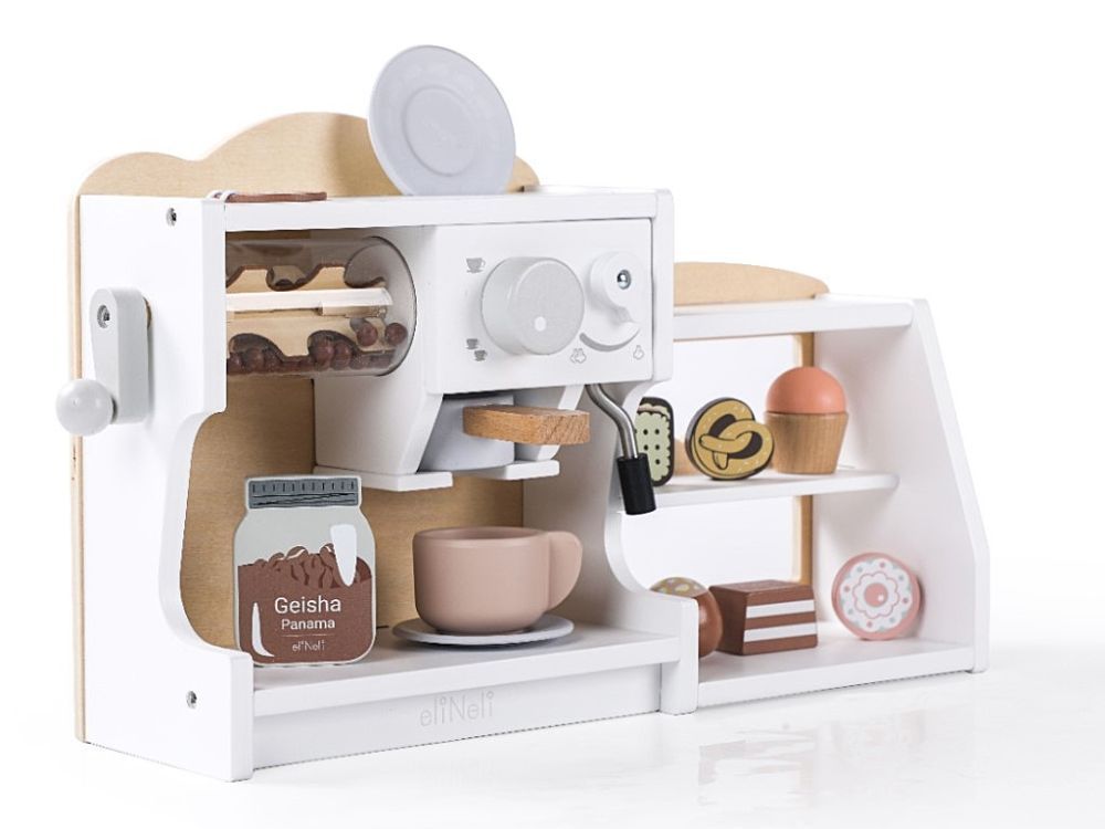 Veľký drevený kávovar a obchod 2v1