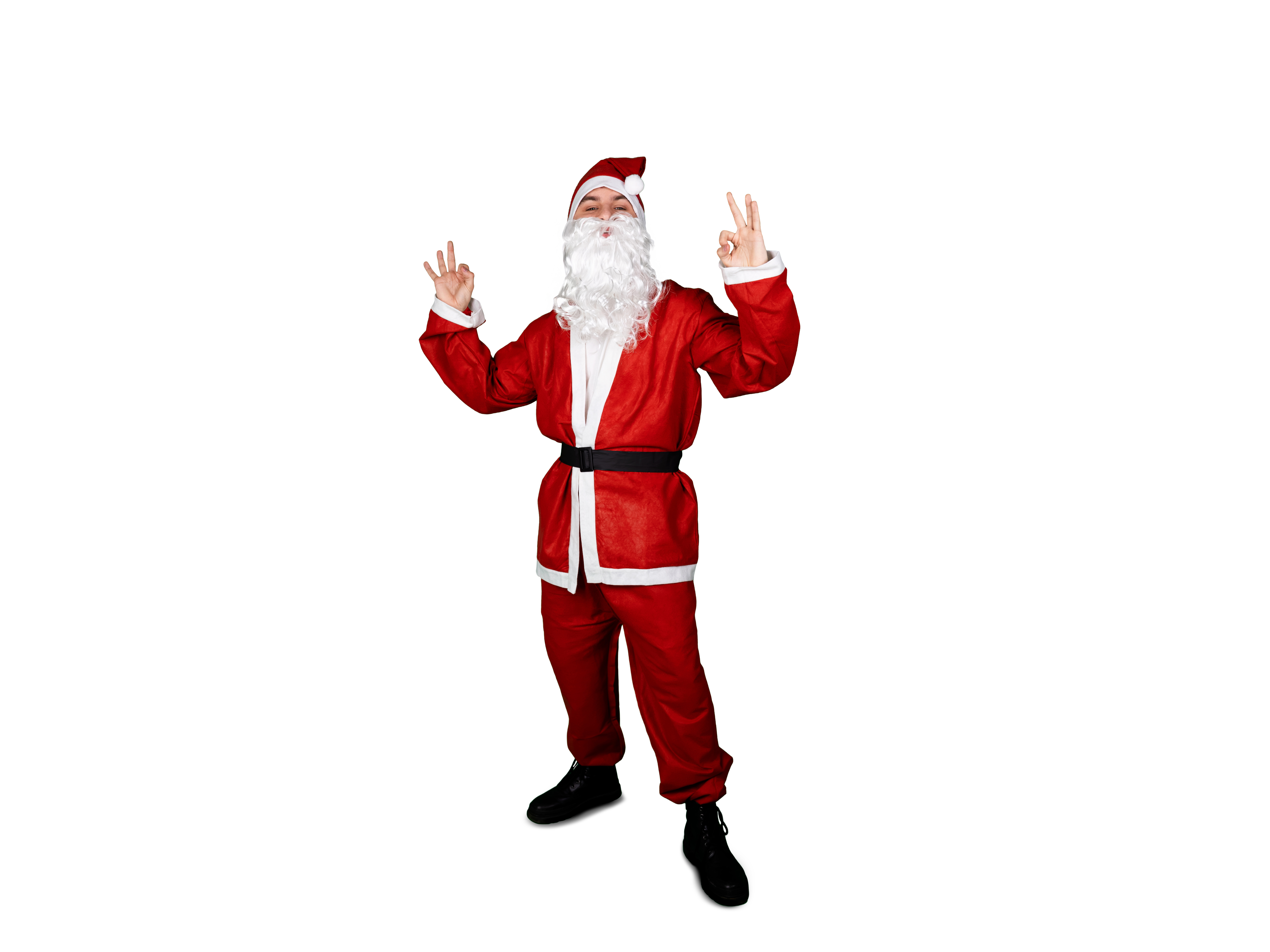Kostým Santa Clausa červený s bradou, veľkosť 170–190 cm, 5-dielny set