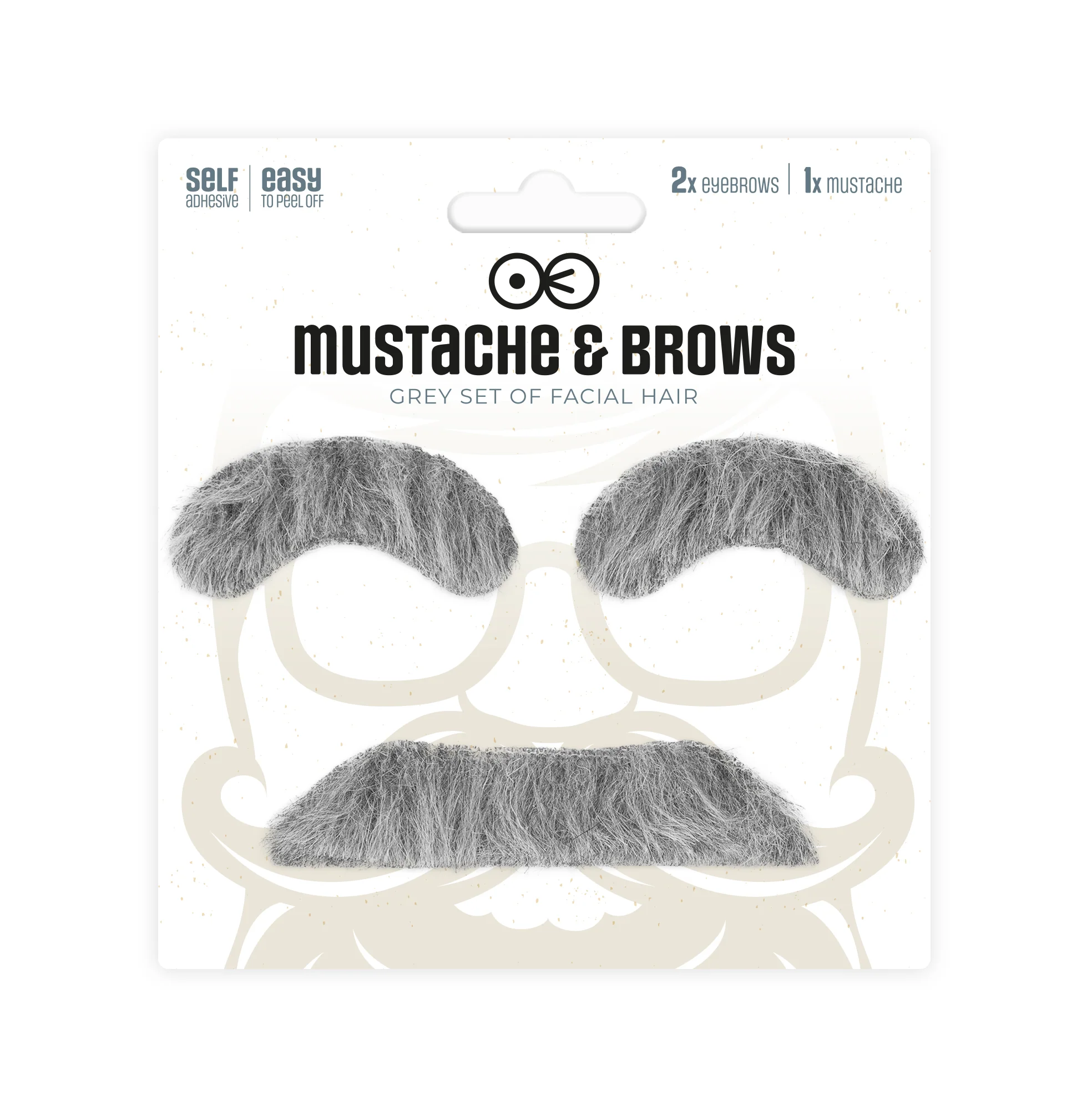 Samolepiace falošné obočie a fúzy sivé set na párty