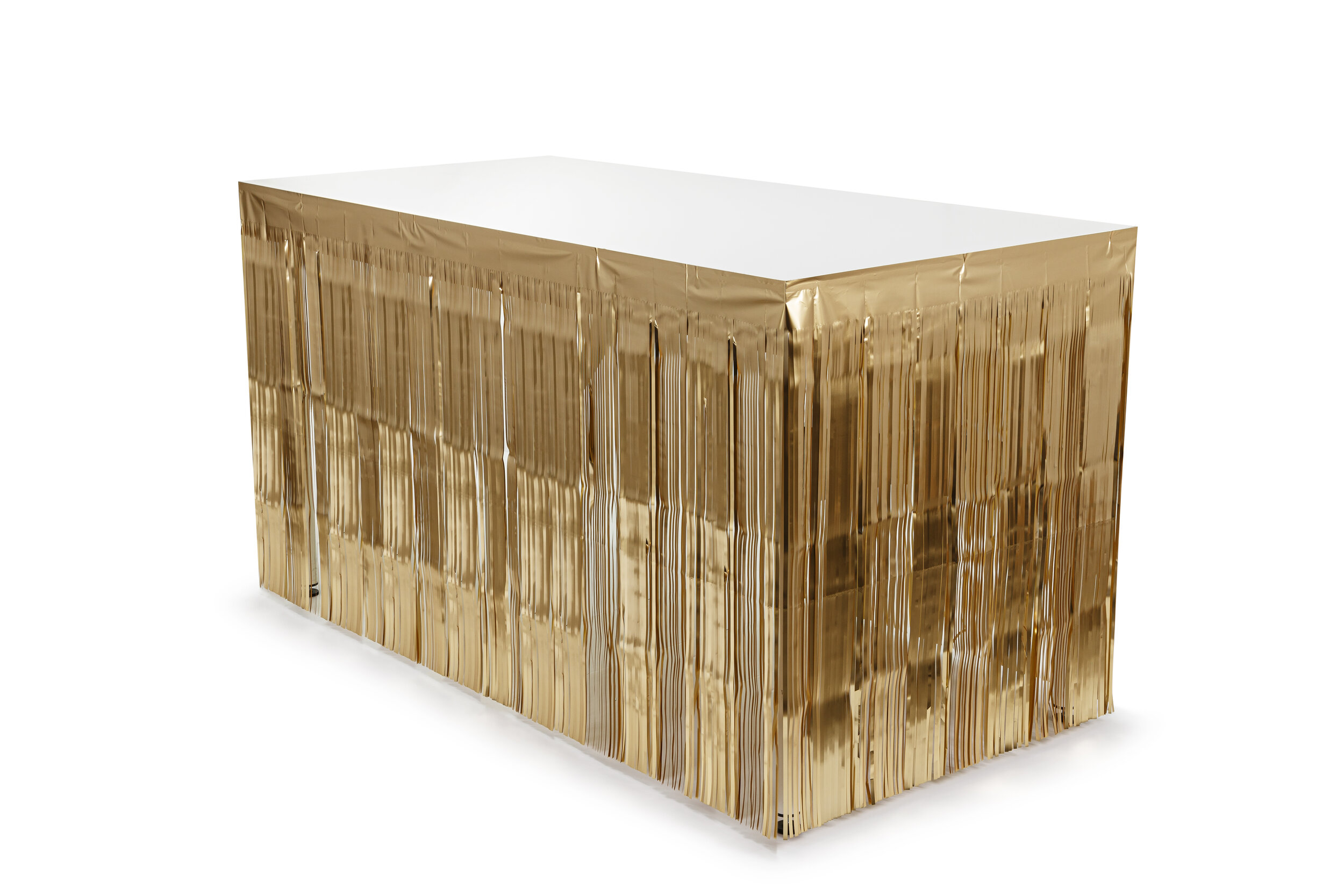 Zlatý saténový strapcový lem na stôl 300x80 cm