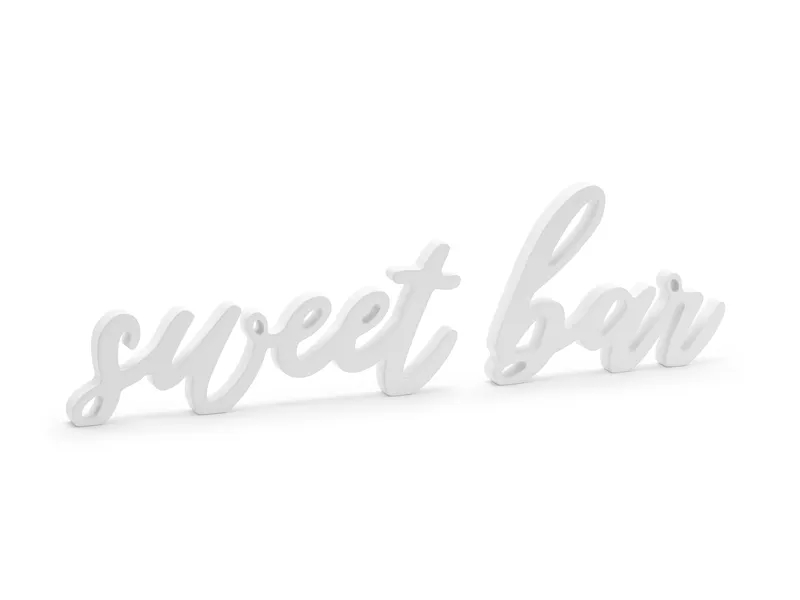 Drevený nápis Sweet bar - biely 37x10 cm