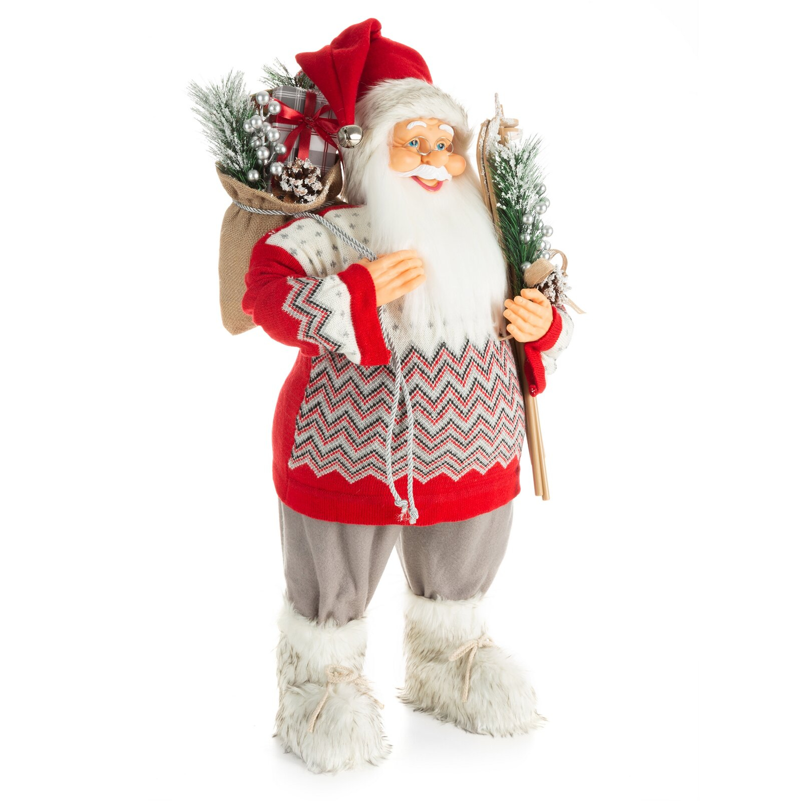 Vianočná dekorácia Santa Claus 80 cm - červeno sivý