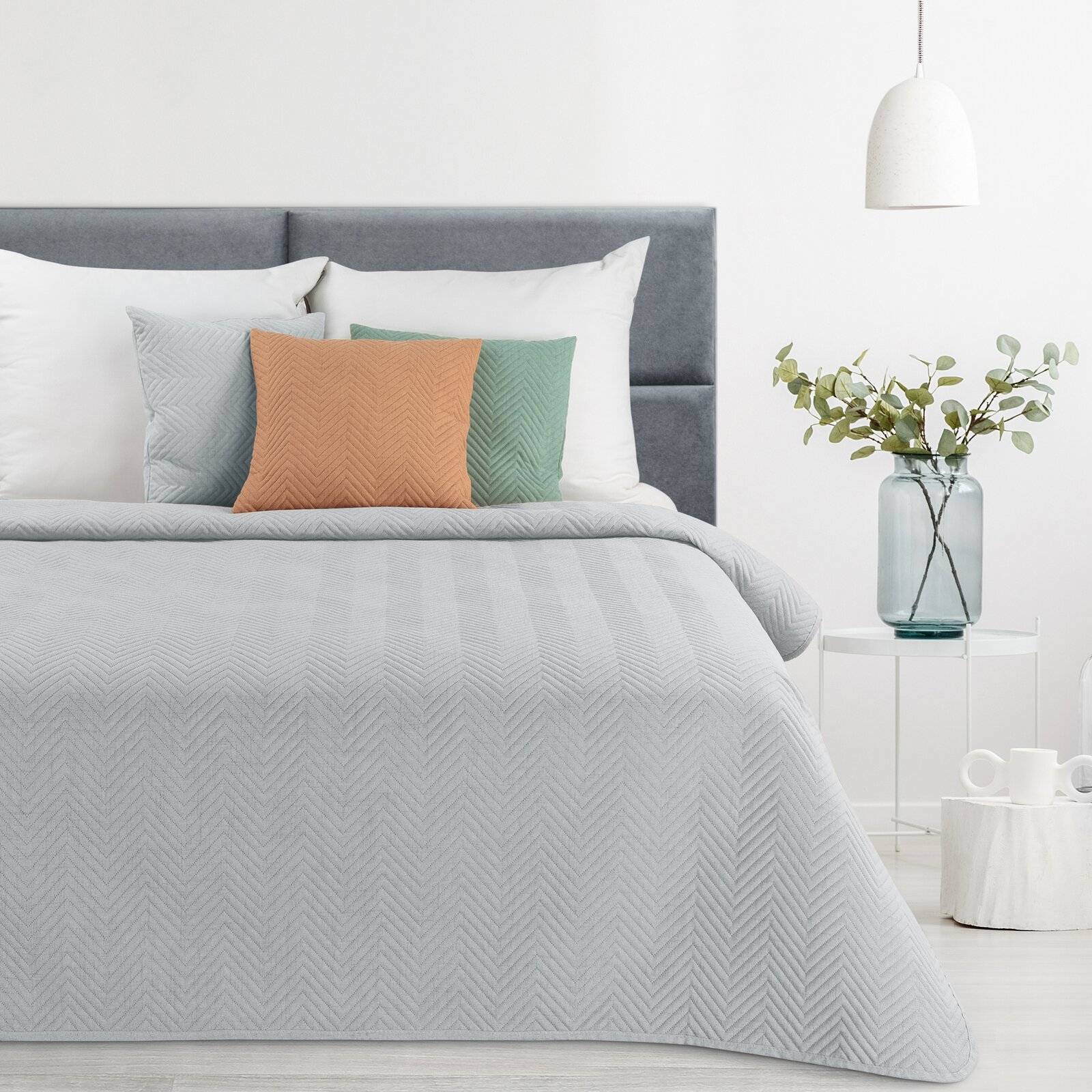 Prehoz 170x210 cm so vzorom rybej kosti, strieborný