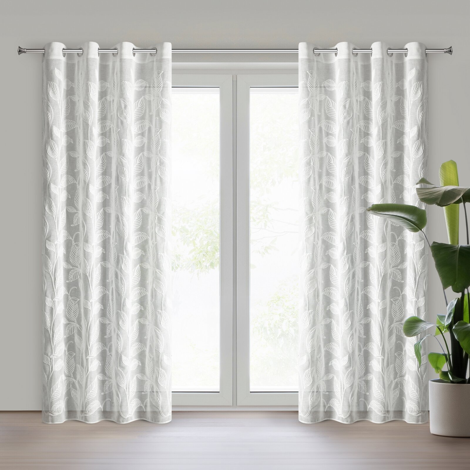 Záves 140x250 cm biely na kovové krúžky HOLI