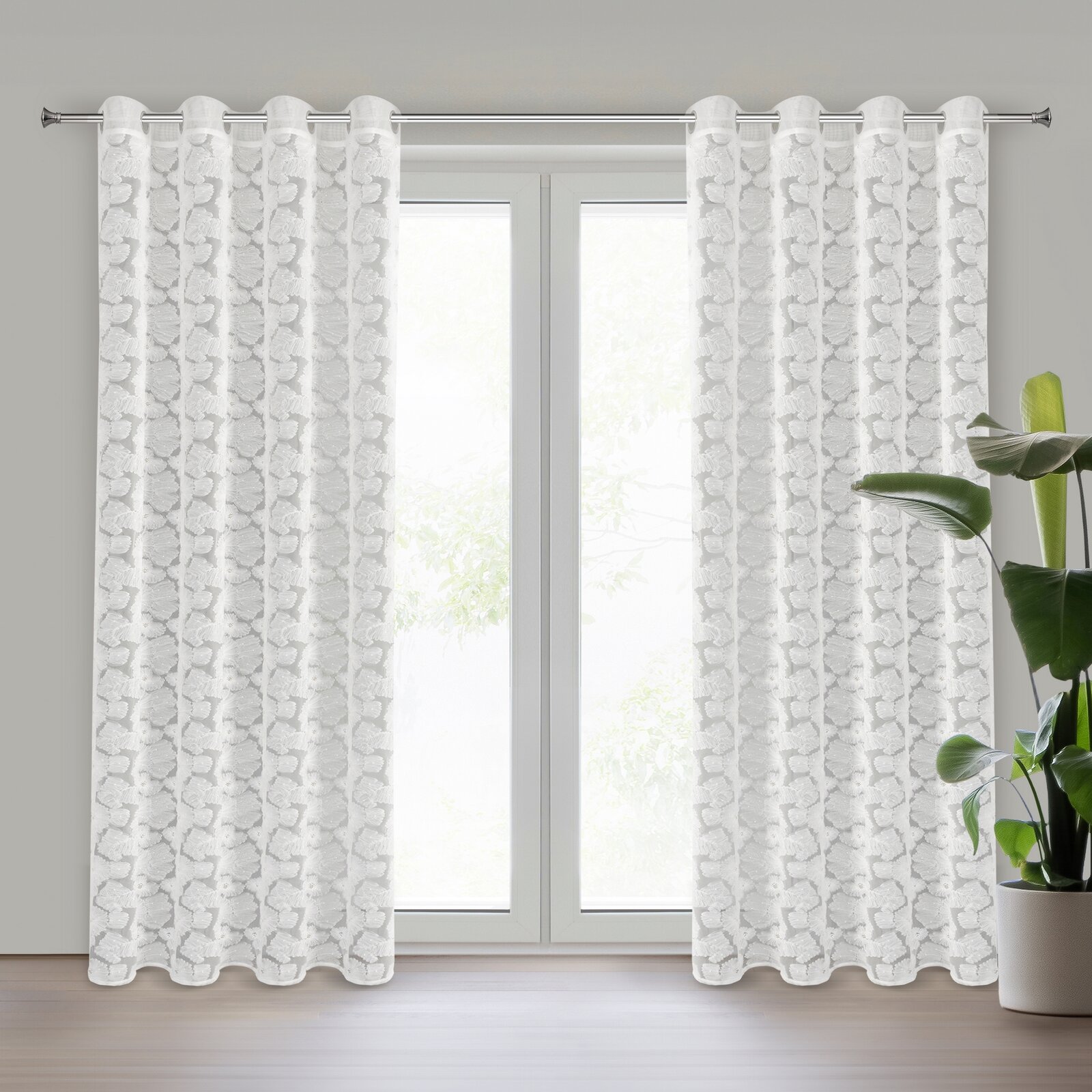 Záves 140x250 cm biely zo sieťoviny na kovové krúžky JASMIN Eva Minge