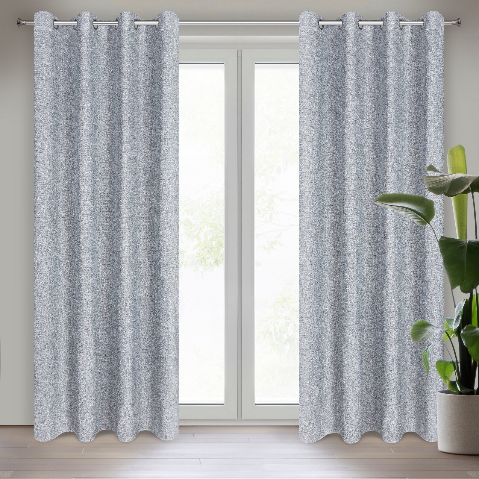 Záves 140x250 cm sivý na kovové krúžky MEGAN