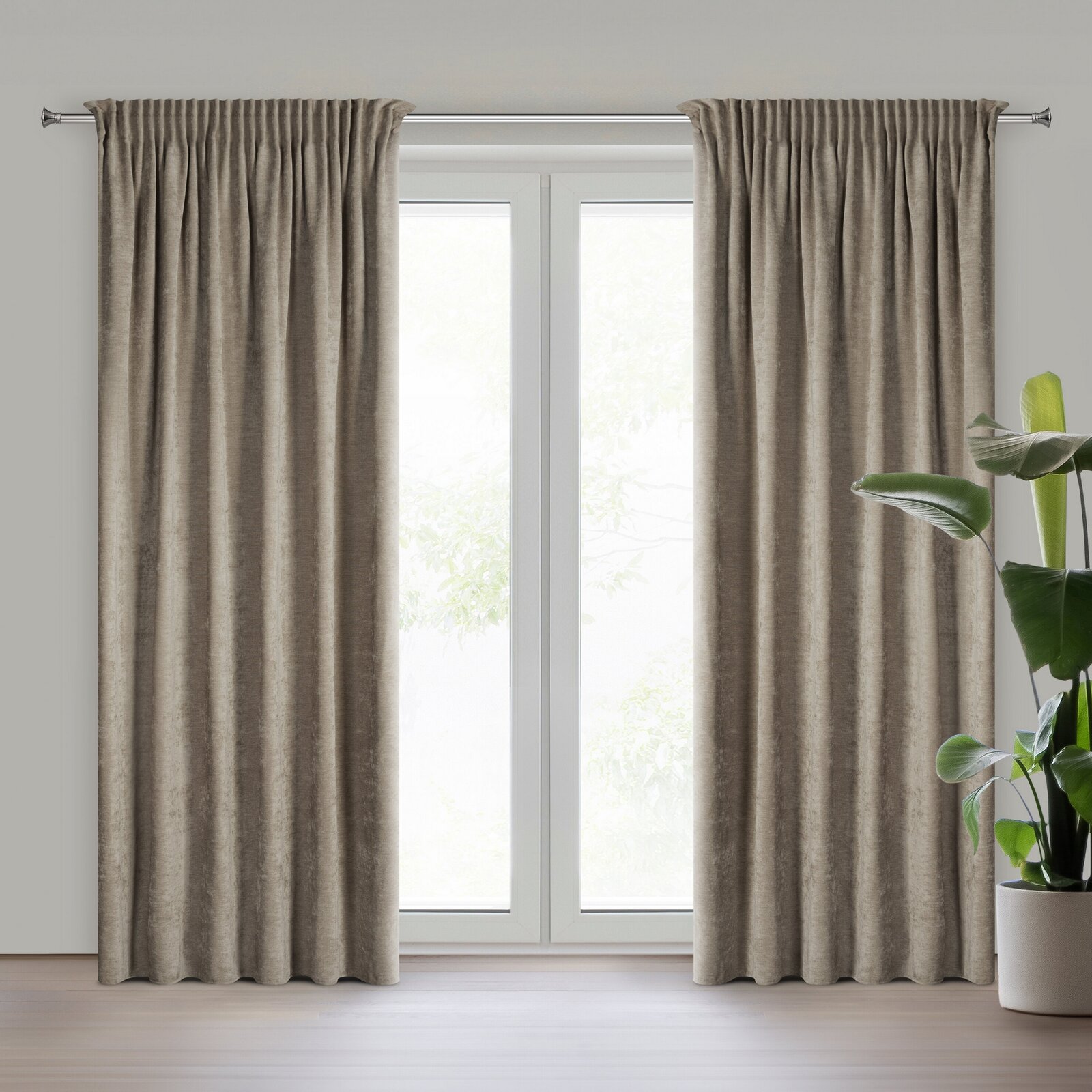 Záves 140x270 cm szenilový tmavobéžový na riasiacu pásku tunel VANI