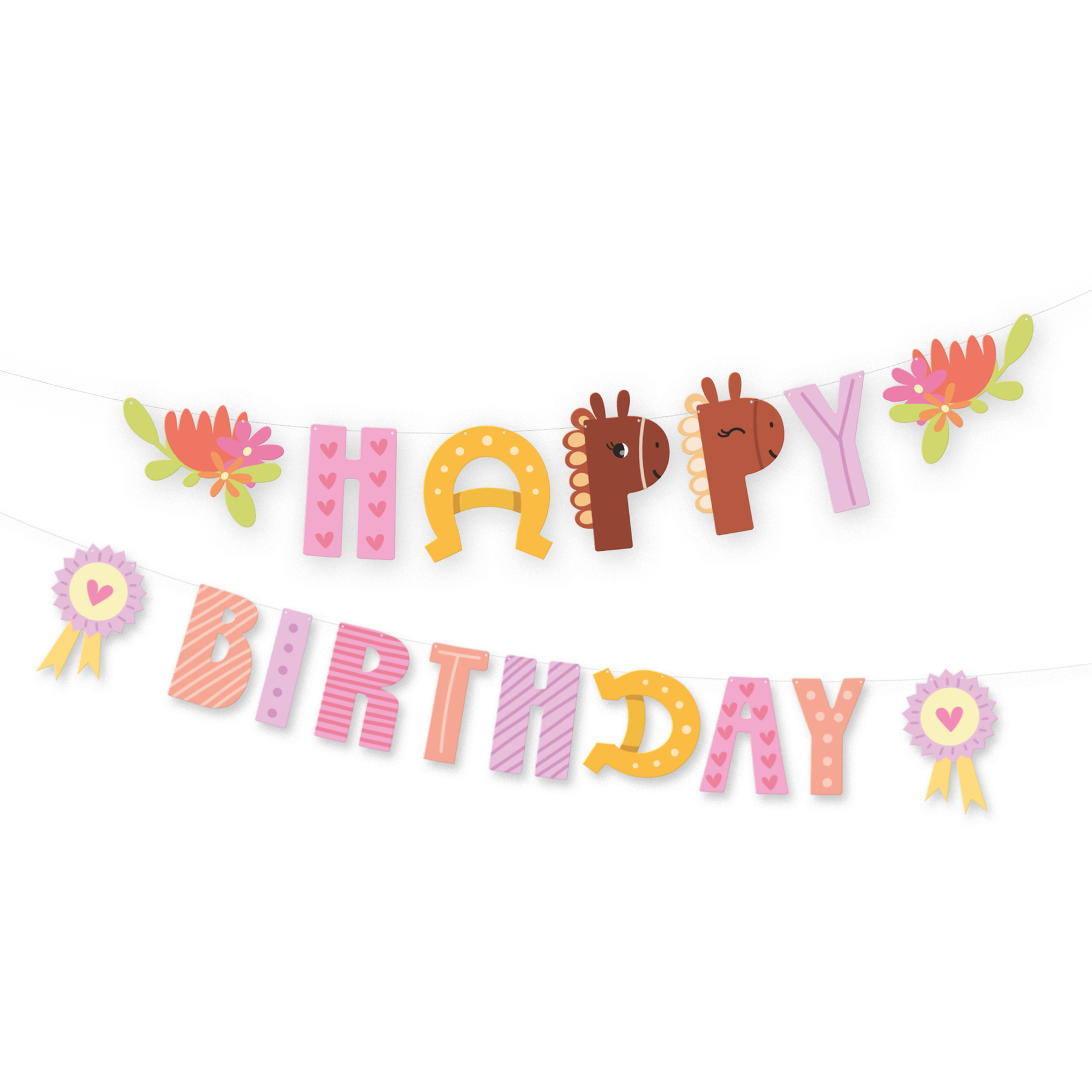 Banner Happy Birthday s koníkmi 245 x 22,5 cm